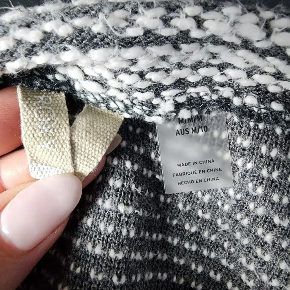 Roxy Free Thinking Button Trim Knit Gray Sweater | Junior's Medium